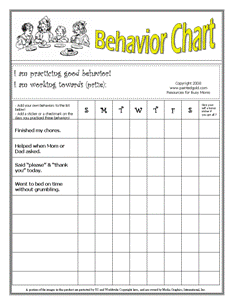 Behavioral modification charts for teens